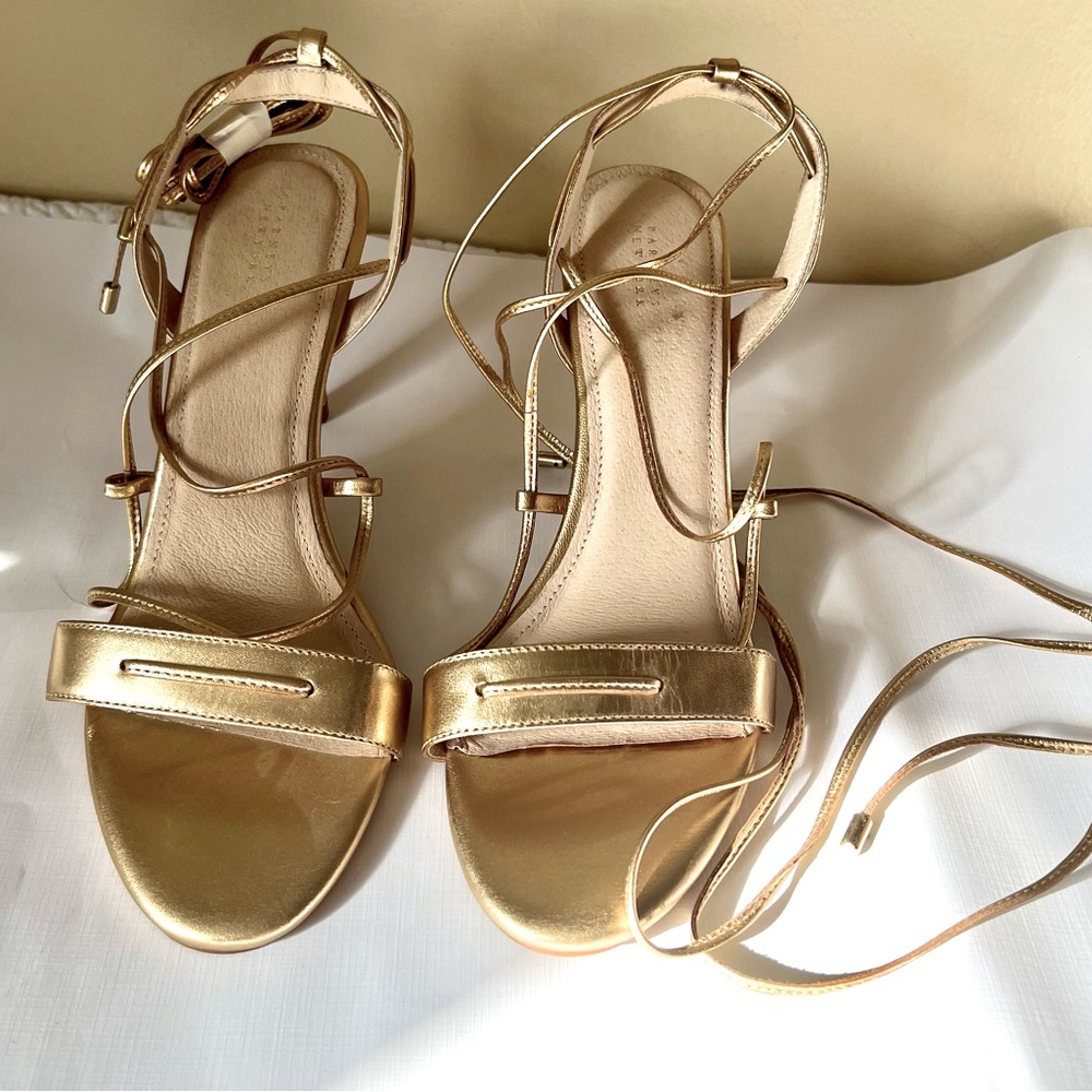 Barneys New York Metallic Tie-up Heels